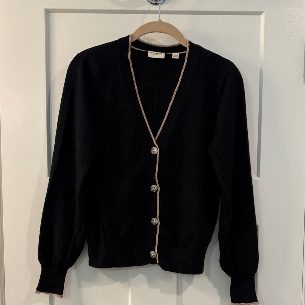 Scotch & Soda Black Cardigan with Button Accents